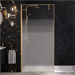Paroi de douche Solo Design+ sérigraphie cosmos XL 100 cm H200 cm Profilé or brossé profilé à gauche