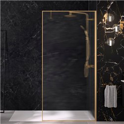 Paroi de douche Solo Design+ flûte 80 cm H200 cm profilé or brossé Profilé mural à droite