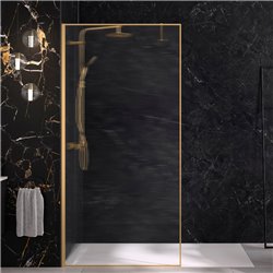 Paroi de douche Solo Design+ flûte 140 cm H200 cm profilé or brossé Profilé mural à gauche