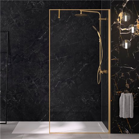 Paroi de douche Solo Design+ transparent 90 cm H200 cm profilé or brossé