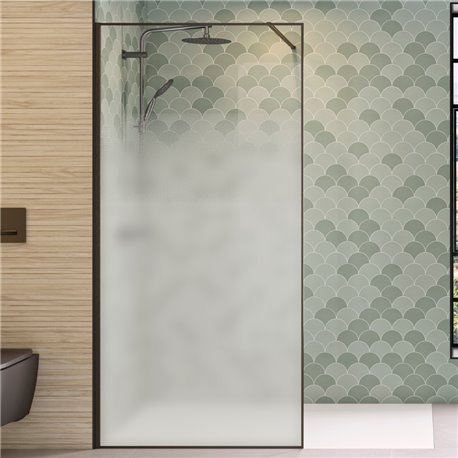 Paroi de douche Solo Design+ sérigraphie cosmos XL 90 cm H200 cm Profilé graphite brossé profilé à gauche Paroi de douche Solo Design+ sérigraphie cosmos XL 90 cm H200 cm Profilé graphite brossé profilé à gauche