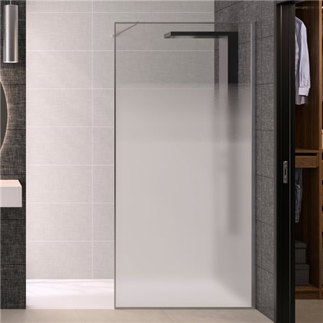 Paroi de douche Solo Design+ sérigraphie cosmos XL 90 cm H200 cm Profilé inox brossé profilé à droite Paroi de douche Solo Design+ sérigraphie cosmos XL 90 cm H200 cm Profilé inox brossé profilé à droite