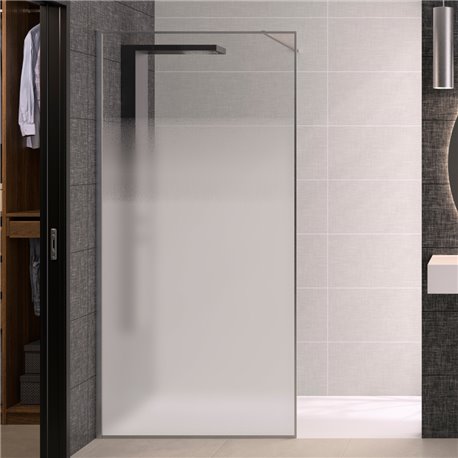 Paroi de douche Solo Design+ sérigraphie cosmos XL 100 cm H200 cm Profilé inox brossé profilé à gauche