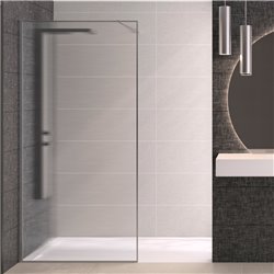 Paroi de douche Solo Design+ flûte 100 cm H200 cm Profilé inox brossé Profilé mural à gauche