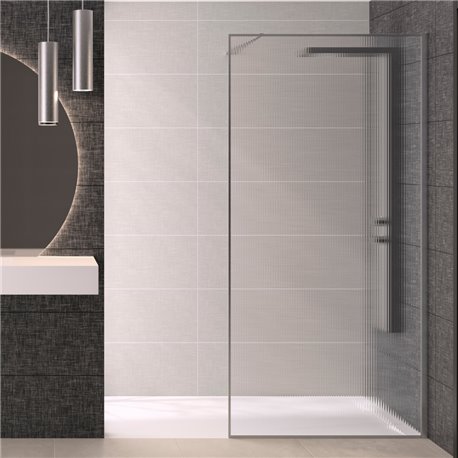 Paroi de douche Solo Design+ flûte 80 cm H200 cm Profilé inox brossé Profilé mural à droite Paroi de douche Solo Design+ flûte 80 cm H200 cm Profilé inox brossé Profilé mural à droite