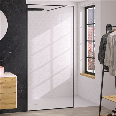 Paroi de douche Solo Design+ transparent 120 cm H200 cm Profilé noir mat Paroi de douche Solo Design+ transparent 120 cm H200 cm Profilé noir mat