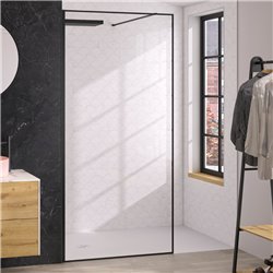 Paroi de douche Solo Design+ transparent 100 cm H200 cm Profilé noir mat