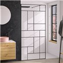 Paroi de douche Solo Design+ sérigraphié mondrian 90 cm H200 cm Profilé noir mat