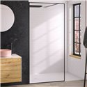 Paroi de douche Solo Design+ flûte 140 cm H200 cm Profilé noir mat Profilé mural à gauche