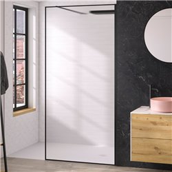 Paroi de douche Solo Design+ flûte 120 cm H200 cm Profilé noir mat Profilé mural à droite