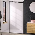 Paroi de douche Solo Design+ flûte 140 cm H200 cm Profilé noir mat Profilé mural à droite