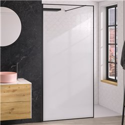 Paroi de douche Solo Design+ sérigraphie cosmos XL 120 cm H200 cm Profilé noir mat profilé à gauche