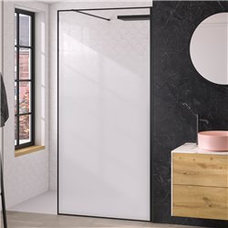 Paroi de douche Solo Design+ sérigraphie cosmos XL 140 cm H200 cm Profilé noir mat profilé à droite