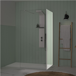Renvoi d'angle Solo Design 70 cm blanc grainé verre transparent