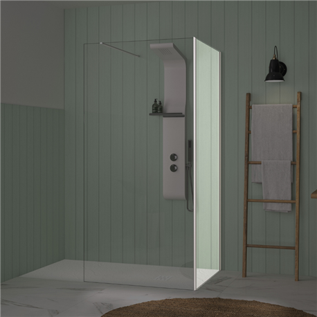 Renvoi d'angle Solo Design 70 cm blanc grainé verre transparent Renvoi d'angle Solo Design 70 cm blanc grainé verre transparent