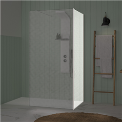 Renvoi d'angle Solo Design 90 cm blanc grainé verre tissage