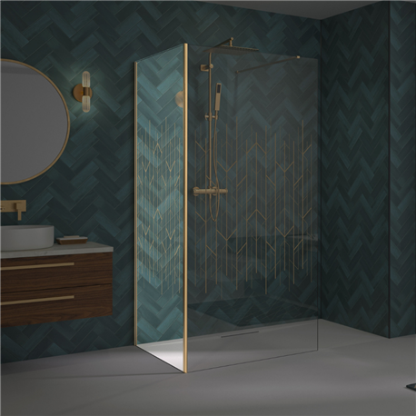 Renvoi d'angle Solo Design 70 cm or brossé verre art déco Renvoi d'angle Solo Design 70 cm or brossé verre art déco