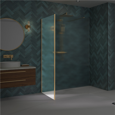 Renvoi d'angle Solo Design 90 cm or brossé verre flûte Renvoi d'angle Solo Design 90 cm or brossé verre flûte
