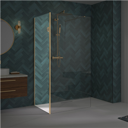 Renvoi d'angle Solo Design 70 cm or brossé verre transparent