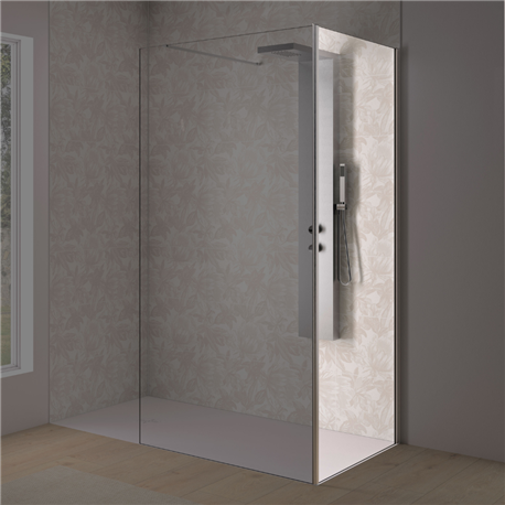 Renvoi d'angle Solo Design 70 cm inox brossé verre transparent Renvoi d'angle Solo Design 70 cm inox brossé verre transparent