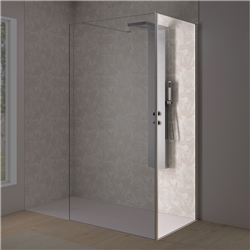 Renvoi d'angle Solo Design 80 cm inox brossé verre transparent