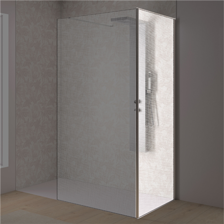 Renvoi d'angle Solo Design 70 cm inox brossé verre tissage Renvoi d'angle Solo Design 70 cm inox brossé verre tissage