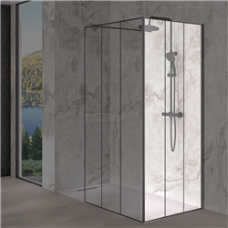 Renvoi d'angle Solo Design 70 cm noir mat verre atelier