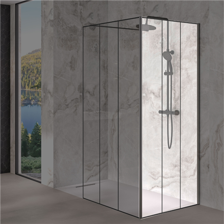 Renvoi d'angle Solo Design 80 cm noir mat verre atelier Renvoi d'angle Solo Design 80 cm noir mat verre atelier