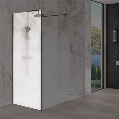 Renvoi d'angle Solo Design 70 cm noir mat verre cosmos XL à gauche Renvoi d'angle Solo Design 70 cm noir mat verre cosmos XL à gauche