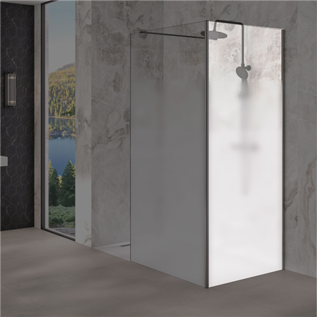 Renvoi d'angle Solo Design 80 cm noir mat verre cosmos XL à droite