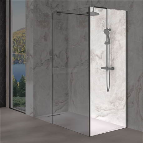 Renvoi d'angle Solo Design 70 cm noir mat verre transparent Renvoi d'angle Solo Design 70 cm noir mat verre transparent