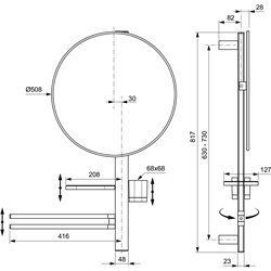 Miroir Alu+ Beauty bar 50 Argent brossé ⌀ 508 mm BD587SI