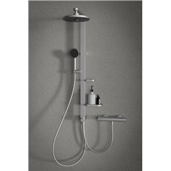 Colonne de douche Ceratherm Alu+ mitigeur thermostatique argent brossé BD583SI
