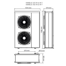 Pompe à chaleur air eau Nimbus Plus 120 M-T Net, 12 kWatts Triphasé