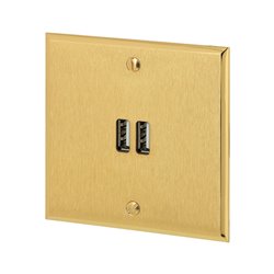 Double prise USB type A 3A or brossé Art d'Arnould univers Mémoire 67222