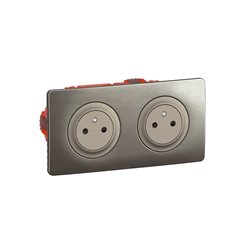 Double prise de courant 2P+T Céliane Surface Confort complet CO0112 Titanium