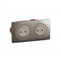 Double prise de courant 2P+T Céliane Surface Confort complet CO0112 Titanium