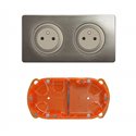 Double prise de courant 2P+T Céliane Surface Confort complet CO0112 Titanium