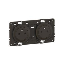 Lot de 10 Double prises de courant avec terre précâblée Céliane Surface Confort Noir avec support CZ0112