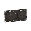 Lot de 10 Double prises de courant avec terre précâblée Céliane Surface Confort Noir avec support CZ0112