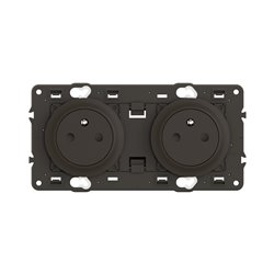 Lot de 10 Double prises de courant avec terre précâblée Céliane Surface Confort Noir avec support CZ0112
