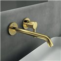 Mitigeur lavabo mural Joy 2 trous, bec 220 mm, Or brossé A7379A2