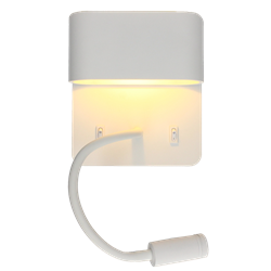 Applique murale intérieur LED SORYA 5 Watts/2700K/350 Lm Blanc + Liseuse 3 Watts/210 Lm