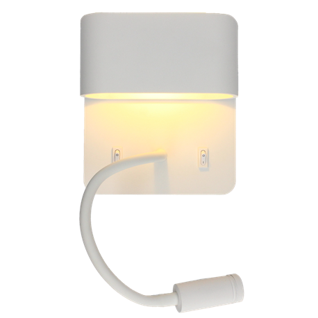 Applique murale intérieur LED SORYA 5 Watts/2700K/350 Lm Blanc + Liseuse 3 Watts/210 Lm