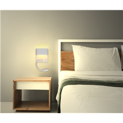 Applique murale intérieur LED SORYA 5 Watts/2700K/350 Lm Blanc + Liseuse 3 Watts/210 Lm