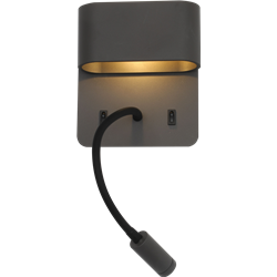 Applique murale intérieur LED SORYA 5 Watts/2700K/350 Lm Anthracite + liseuse 3 Watts/210 Lm