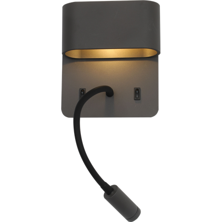 Applique murale intérieur LED SORYA 5 Watts/2700K/350 Lm Anthracite + liseuse 3 Watts/210 Lm