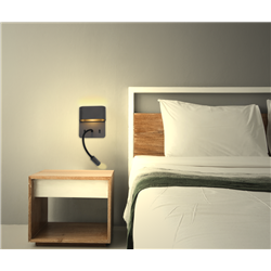 Applique murale intérieur LED SORYA 5 Watts/2700K/350 Lm Anthracite + liseuse 3 Watts/210 Lm