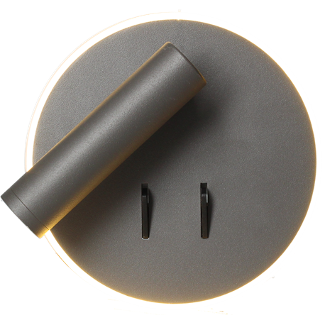 Applique murale intérieur LED EMMY 10 Watts/2700K/630 Lm Anthracite + liseuse 3 Watts/210 Lm DECOTECH