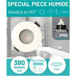 Spot LED encastrable SPT203 Fixe IP65 MR16/GU5.3/5 Watts/4000K/380 Lm Ø82 mm Blanc AQUA